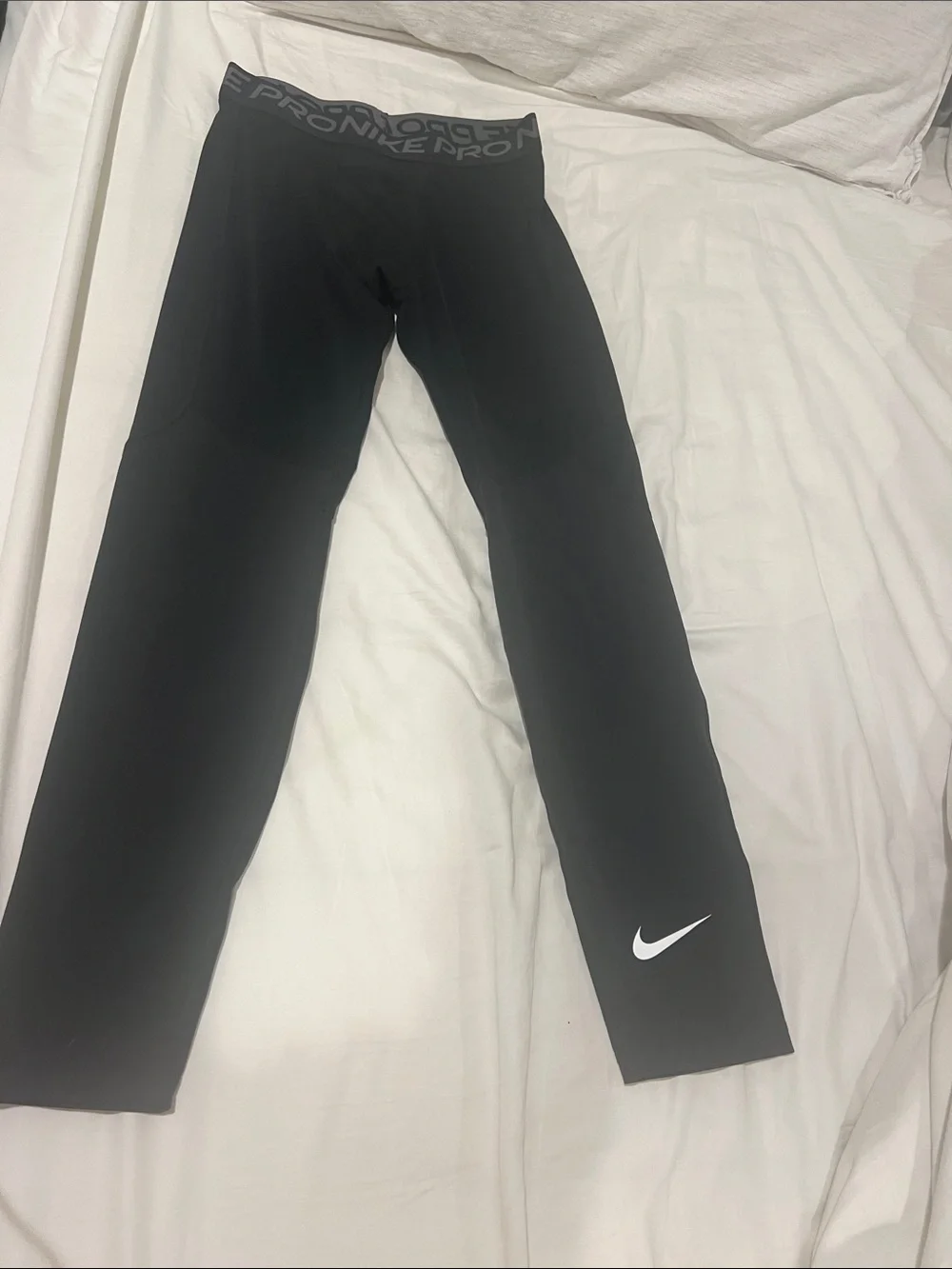 Nike Kids Black Leggings with White Swoosh